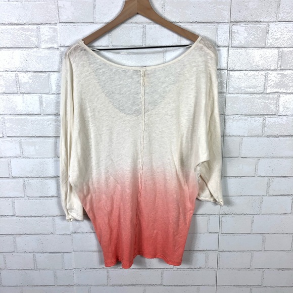 NEW Free People Linen Blend Ombre Tee - Picture 5 of 8